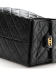 Shiny Crumpled Calfskin Quilted Medium CHNL 25 Handbag Black