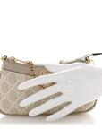 GG Supreme Monogram Textured Dollar Calfskin Web Mini Ophidia GG Handbag Beige Mystic White Oatmeal