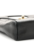 Shiny Crumpled Calfskin Quilted Mini 31 Shopping Bag Black