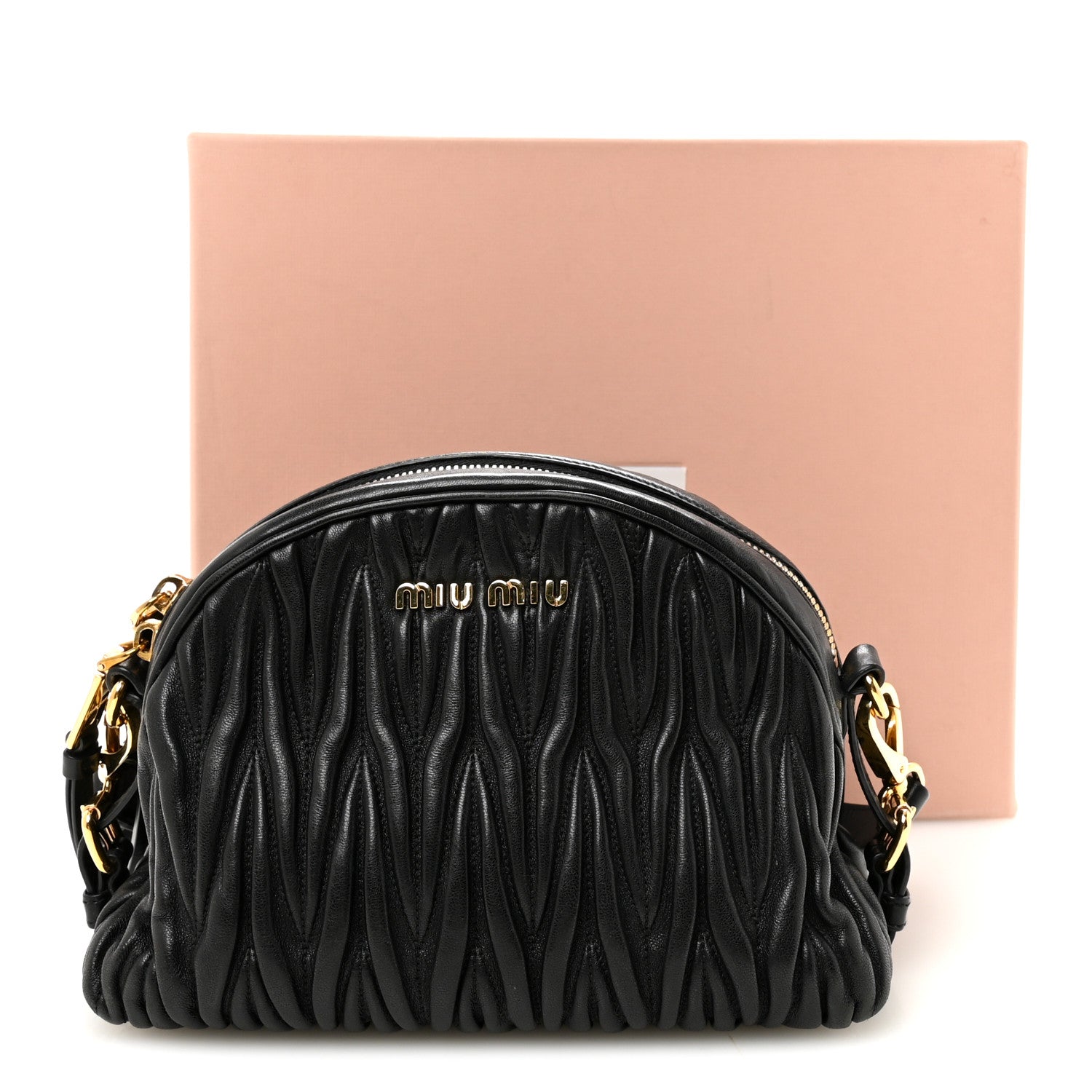 Nappa Matelasse Dome Crossbody Black