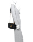 Calfskin Matelasse Small GG Marmont Shoulder Bag Black