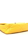Shiny Goatskin Quilted Medium CHNL 19 Flap Yellow