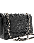Patent Quilted Medium Double Flap Black