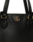 Textured Dollar Calfskin Small Ophidia Shoulder Tote Bag Black