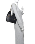Washed Denim Quilted Small CHNL 25 Handbag Black