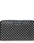 Nappa Metal Studded Zip Around Wallet Black