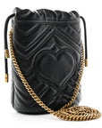 Calfskin Matelasse Mini GG Marmont 2.0 Bucket Bag Black