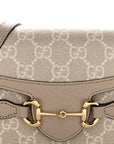 GG Supreme Monogram Textured Dollar Calfskin Mini Horsebit 1955 Shoulder Bag Beige Mystic White Oatmeal