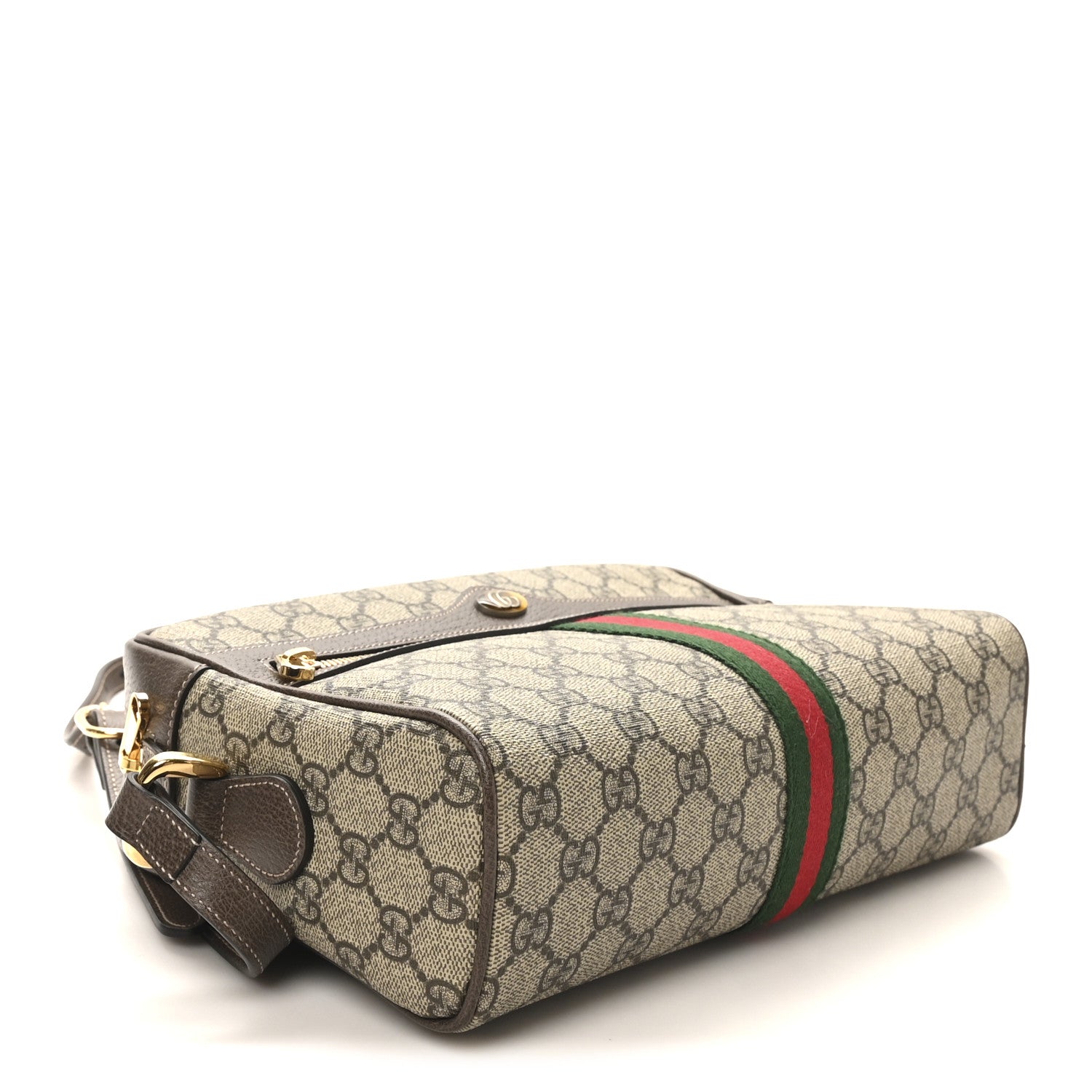 GG Supreme Monogram Web Small Ophidia Shoulder Bag Brown