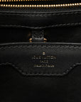 Raffia Calfskin Capucines MM Black Ecru