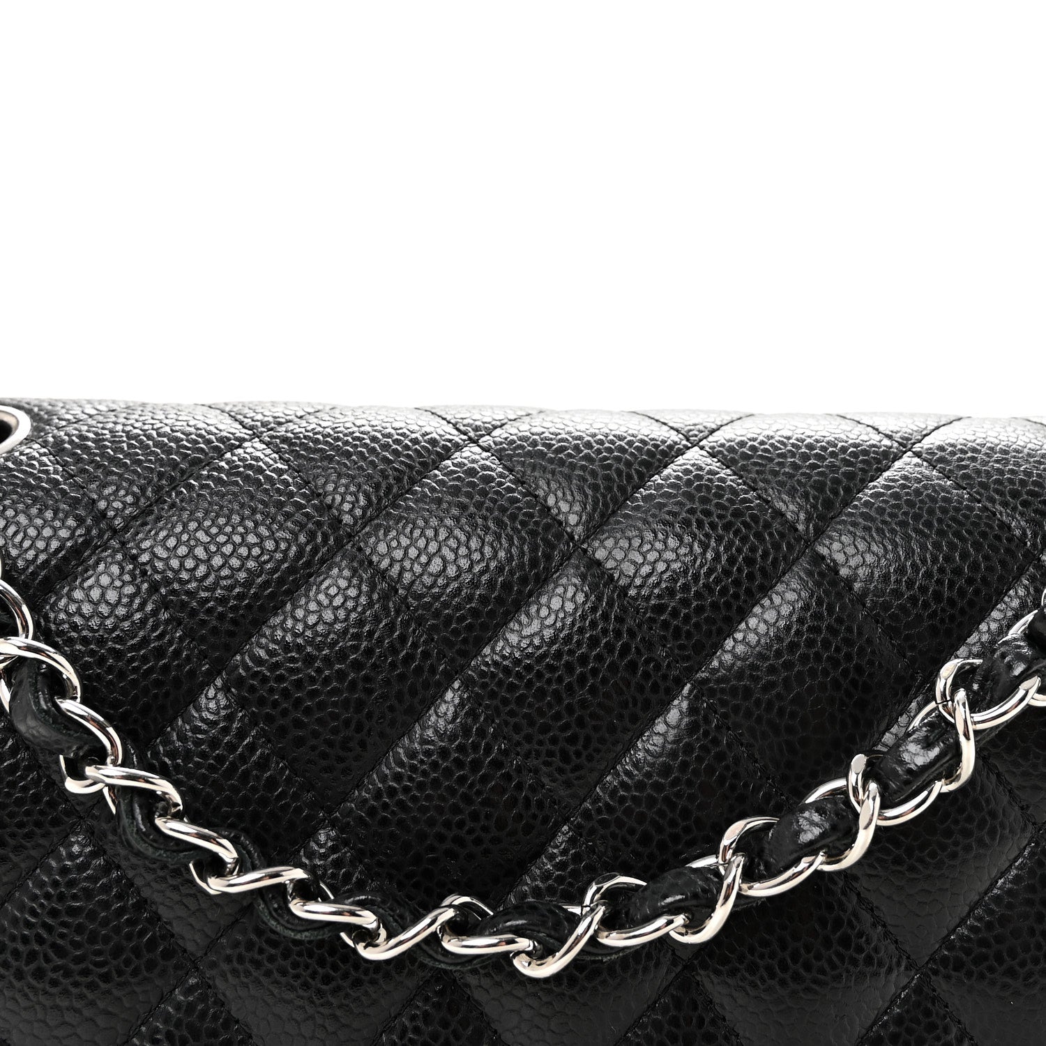 Caviar Quilted Medium Double Flap Black
