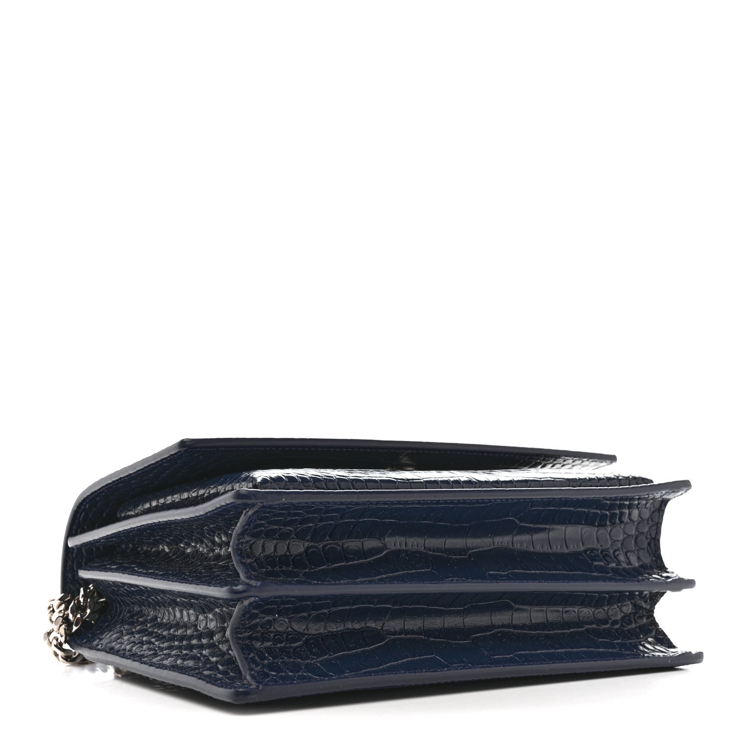 Calfskin Crocodile Embossed Medium Monogram Sunset Navy