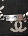 Canvas Quilted Letter Printed Flap Black