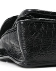 Crinkled Calfskin Matelasse Monogram Medium Niki Chain Satchel Black