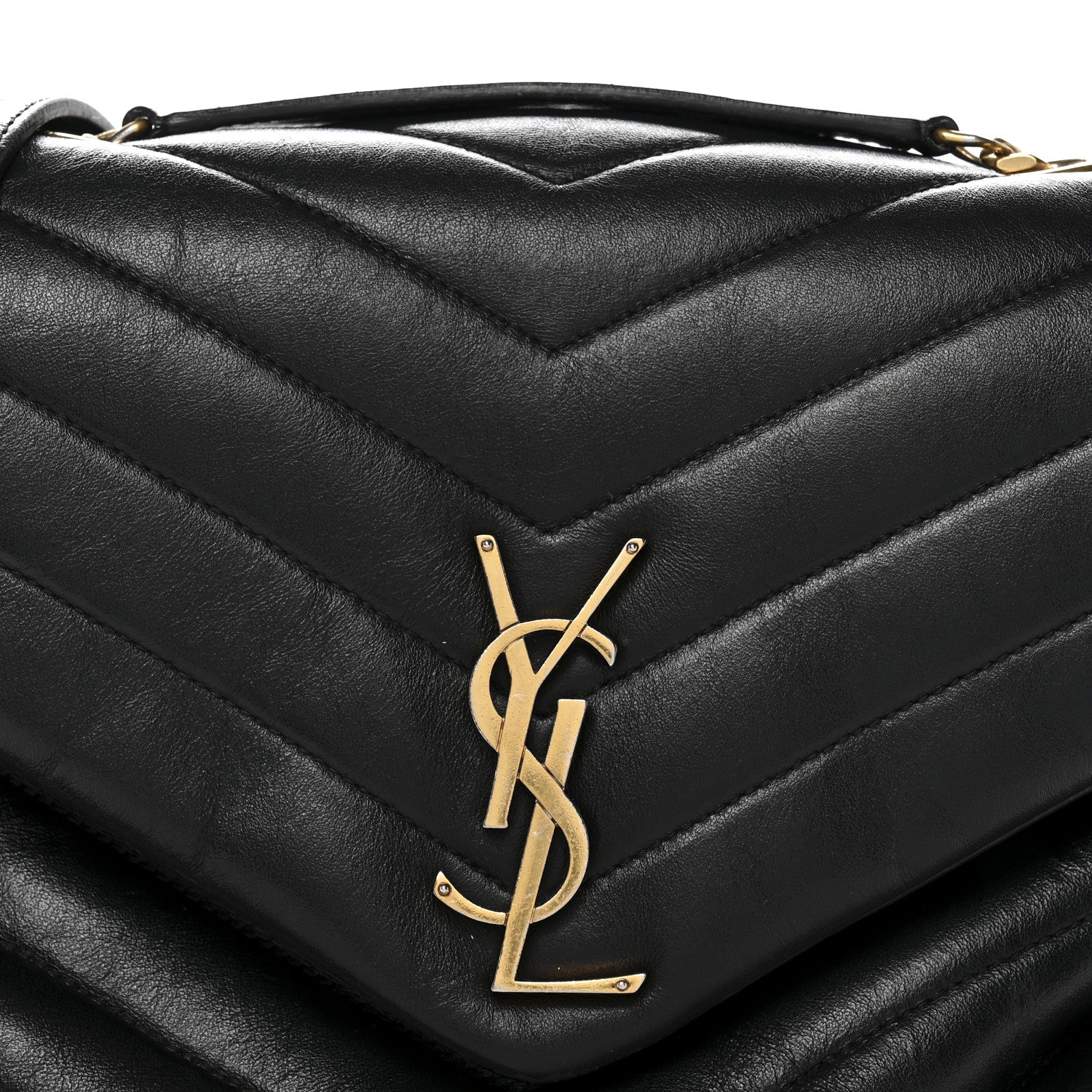 Calfskin Y Quilted Monogram Medium Loulou Chain Satchel Black