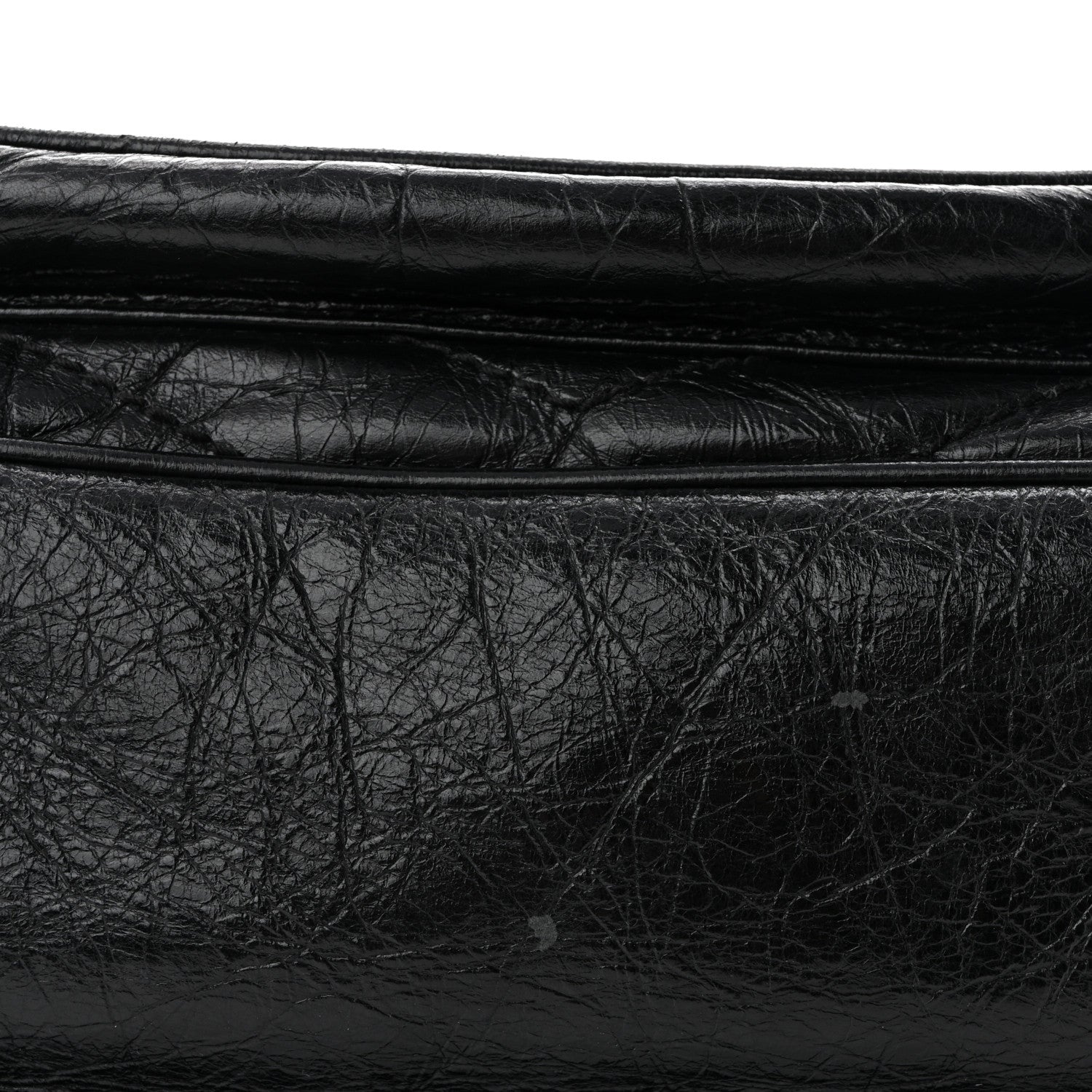 Crinkled Calfskin Matelasse Monogram Medium Niki Chain Satchel Black