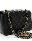Lambskin Quilted Mini Rectangular Flap Black