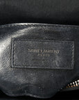 Sheepskin Matelasse Chevron Monogram Monochrome Medium College Bag Black