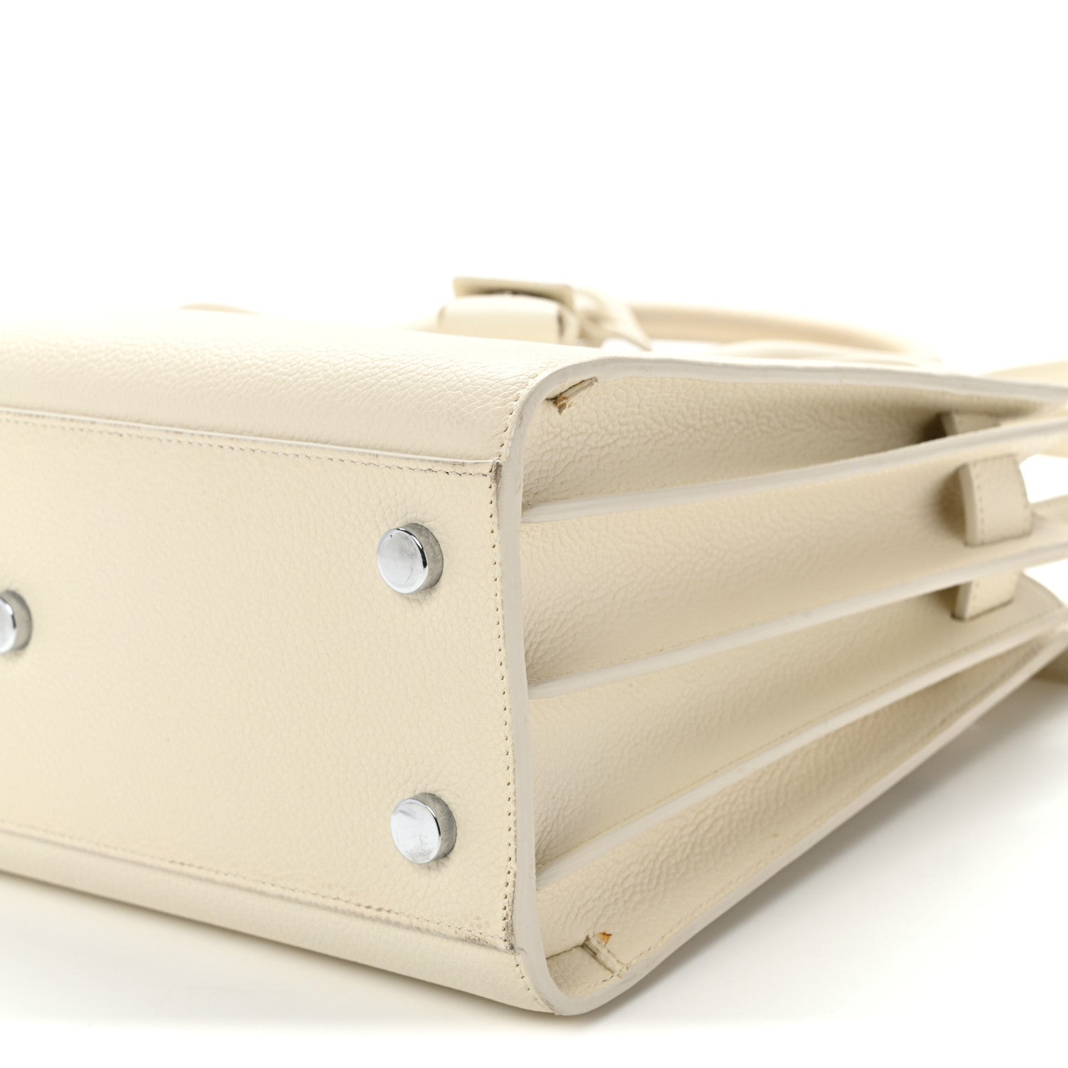 Grained Calfskin Baby Sac De Jour White
