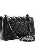 Lambskin Quilted Mini Rectangular Flap Black