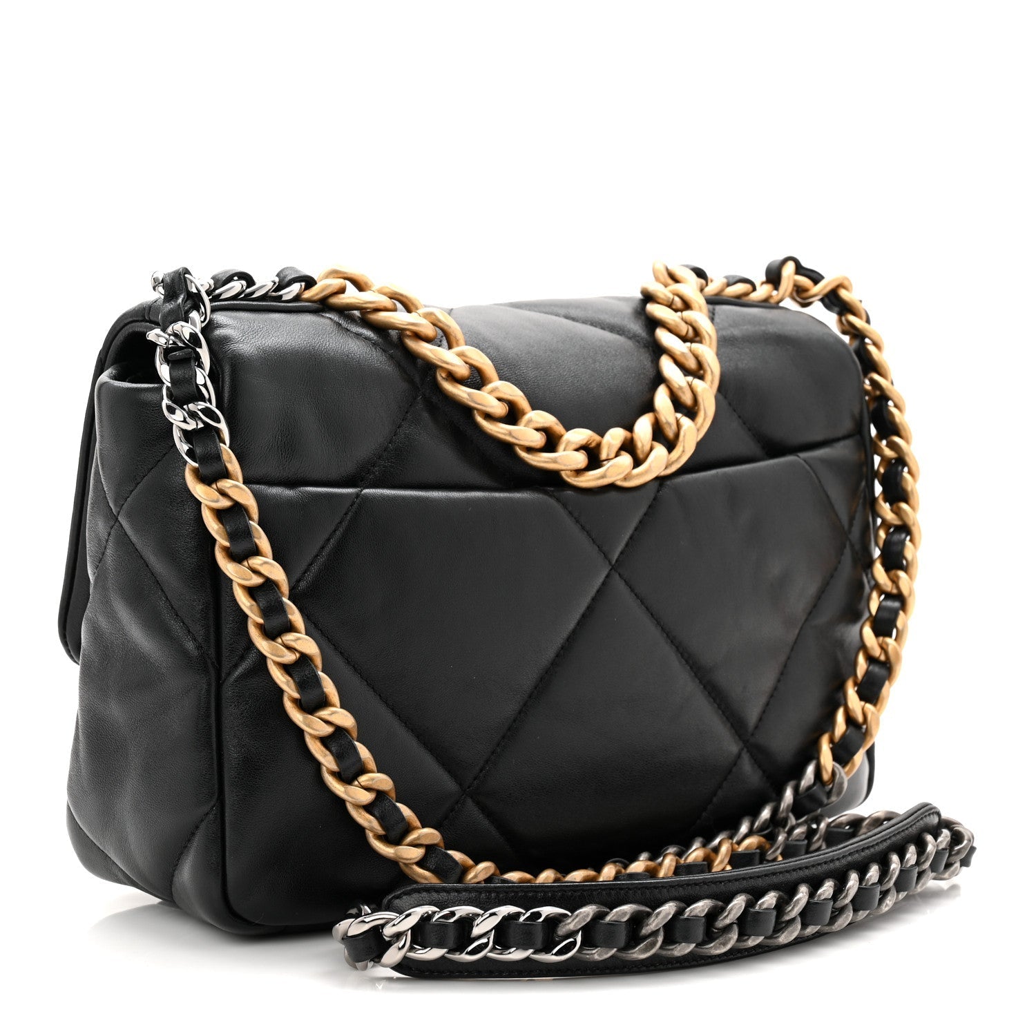 Lambskin Quilted Medium CHNL 19 Flap Black