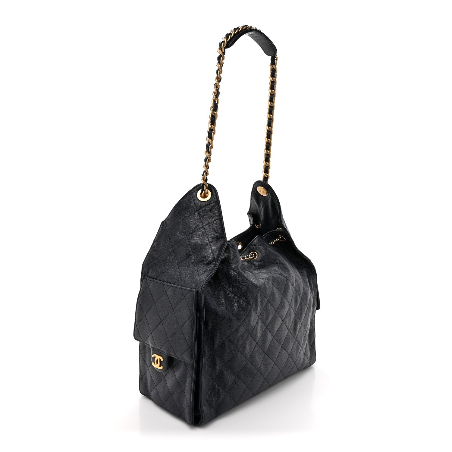 Caviar Quilted Medium CHNL 25 Handbag Dark Navy