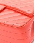 Lambskin Chevron Quilted Mini Rectangular Flap Red