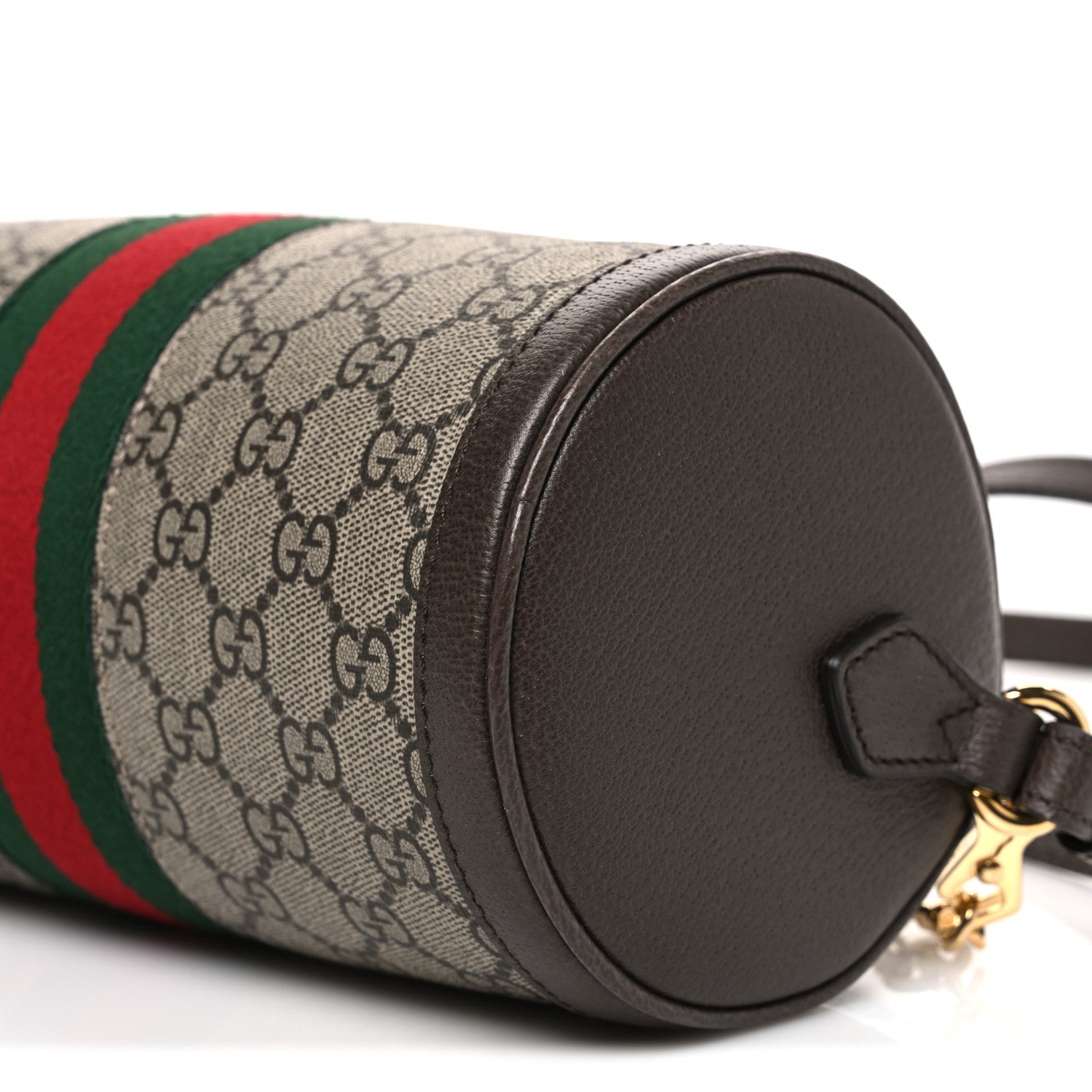 GG Supreme Monogram Textured Dollar Calfskin Web Small Ophidia Blondie Barrel shoulder Bag Beige New Acero
