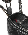 Aged Calfskin Quilted Large Gabrielle Hobo  Black