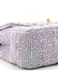Tweed Quilted Pearl Twist Mini Rectangular Flap Purple