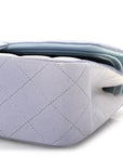Perforated Lambskin Quilted Medium Double Flap Light Blue Light Purple White