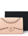 Caviar Quilted Jumbo Double Flap Light Beige