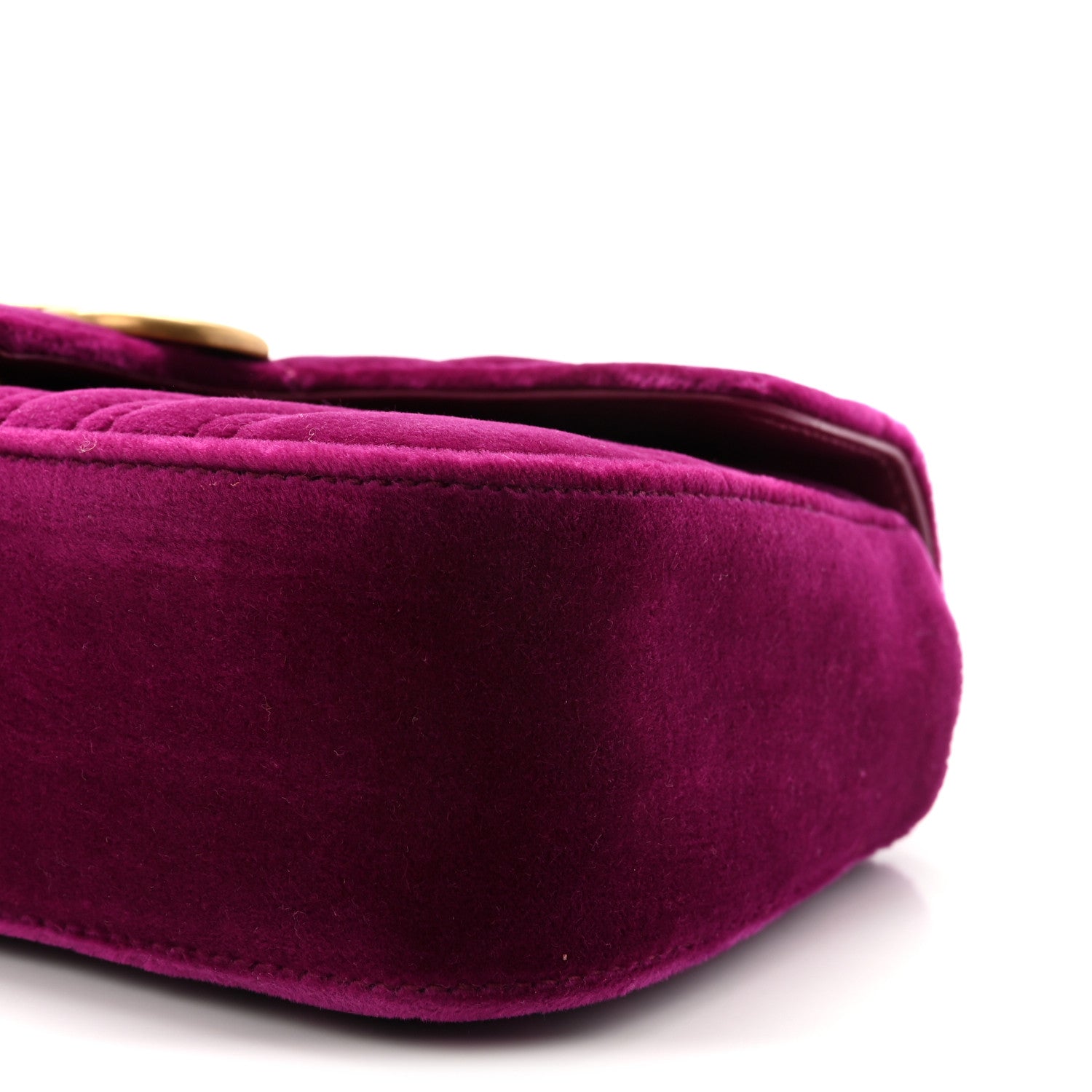 Velvet Matelasse Mini GG Marmont Shoulder Bag Fuchsia Violet Cyclamen