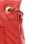 Lambskin Chevron Quilted Mini Rectangular Flap Coral
