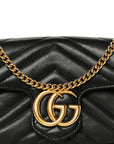 Calfskin Matelasse Super Mini GG Marmont Shoulder Bag Black
