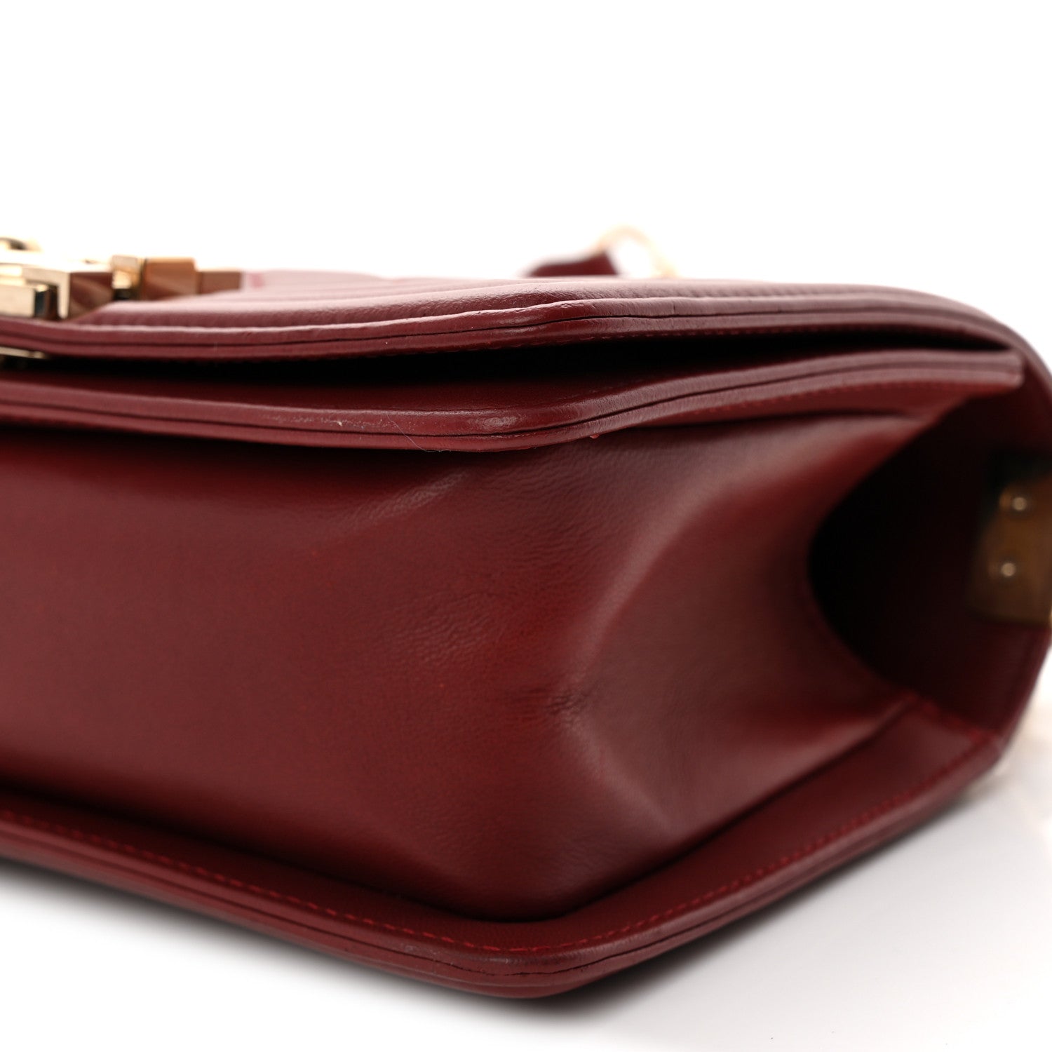 Lambskin Quilted Small Boy Flap Burgundy