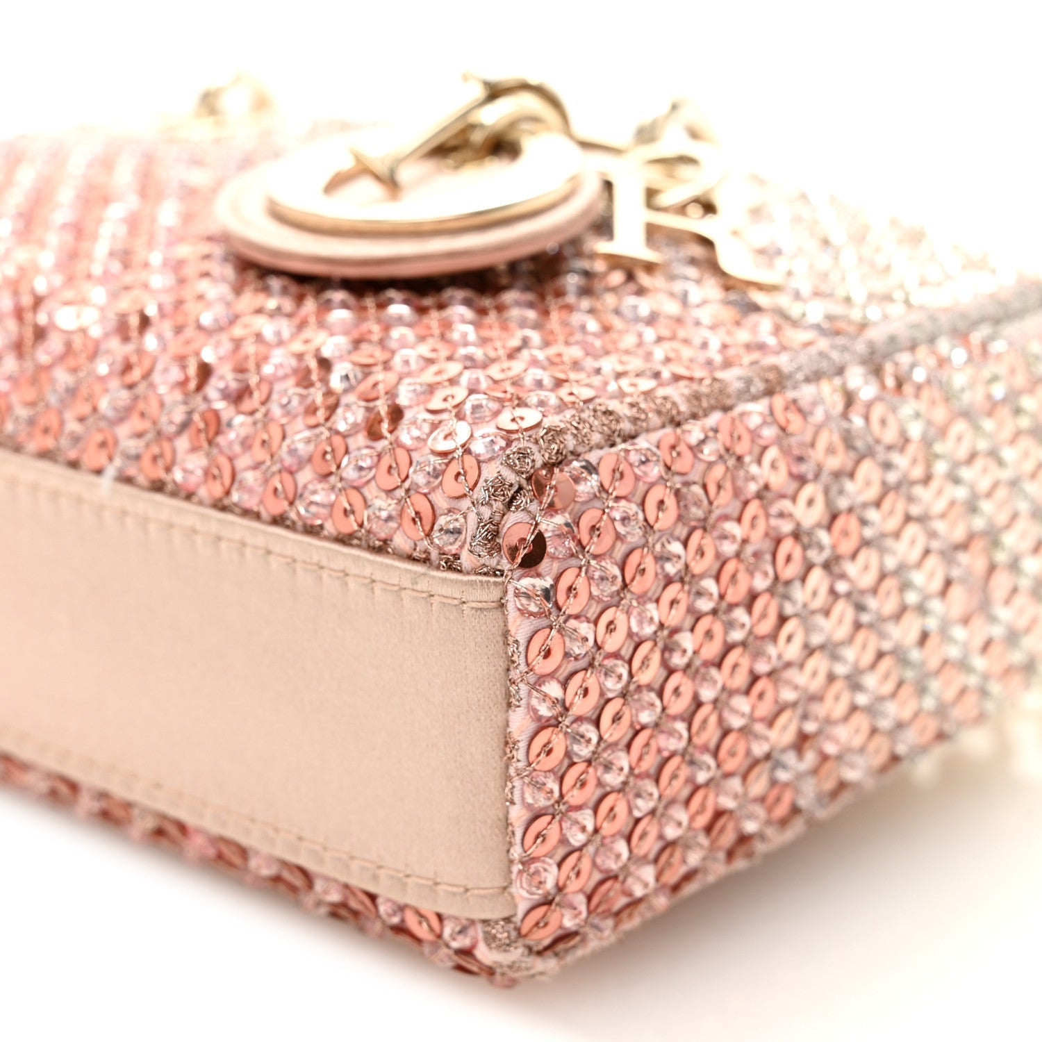 Satin Crystal Sequins Embroidered Micro Lady D-Joy Pink