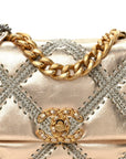 Metallic Calfskin Crochet Medium CHNL 19 Flap Gold