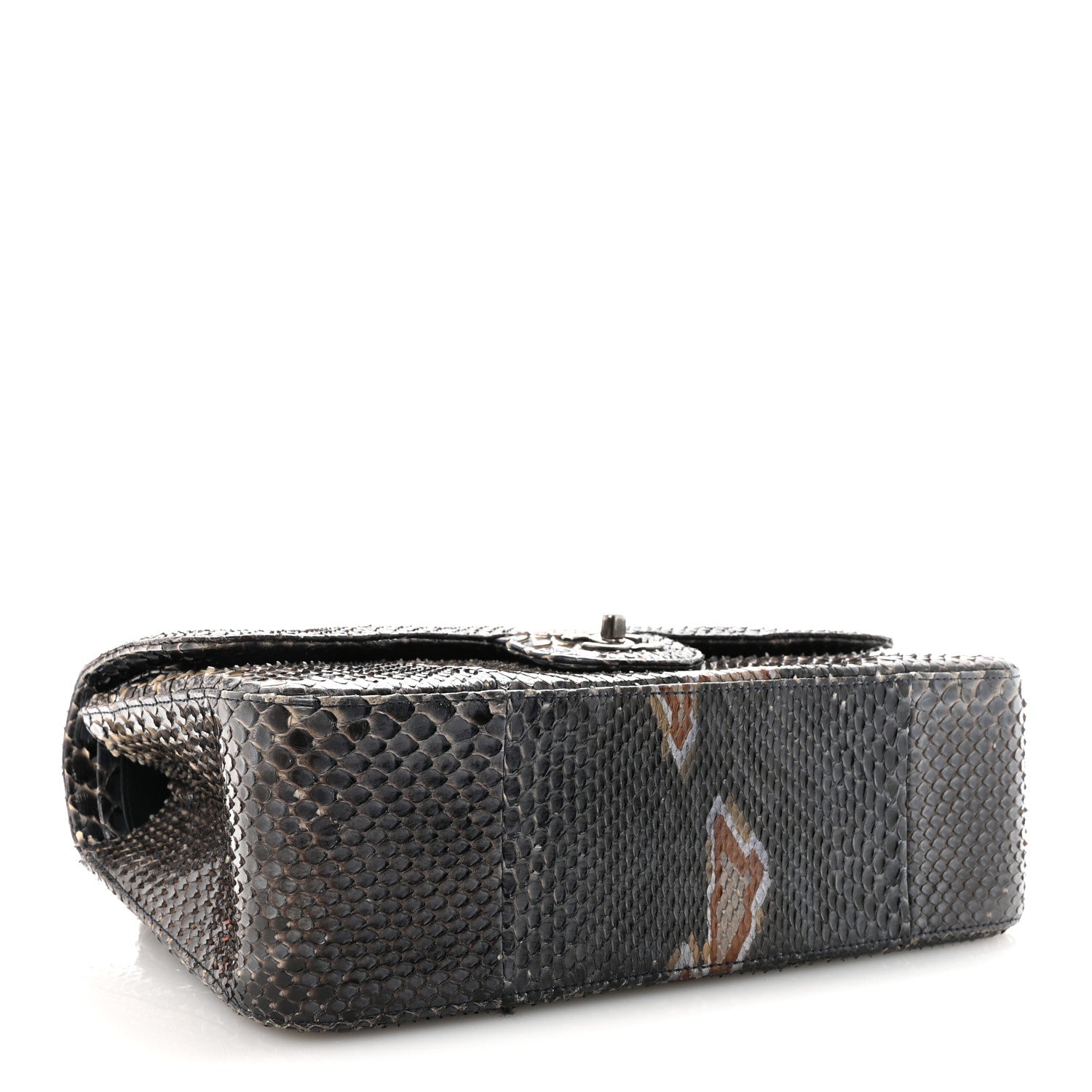 Metallic Snakeskin Jumbo Double Flap Blue