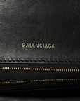 Shiny Calfskin Crocodile Embossed Small Hourglass Top Handle Bag Black