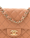Lambskin Quilted Mini Rectangular Flap Brown