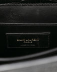 Calfskin Crocodile Embossed Medium Classic Monogram Cassandra Top Handle Black