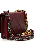 Lambskin Quilted CHNL 19 Wallet On Chain WOC Burgundy
