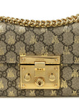 GG Supreme Monogram Bees Small Padlock Shoulder Bag Black