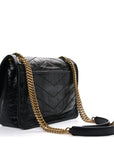 Crinkled Calfskin Matelasse Monogram Baby Niki Chain Satchel Black