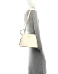 Saffiano Cuir Small Matinee Tote  Bianco Black