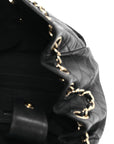 Lambskin Quilted Drawstring Bag Black
