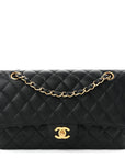 Caviar Quilted Medium Double Flap Black