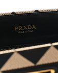 Jacquard Saffiano Triangolo Symbole Embroidered Large Tote Black Corda