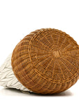Nappa Matelasse Wicker Basket Bag White Miele